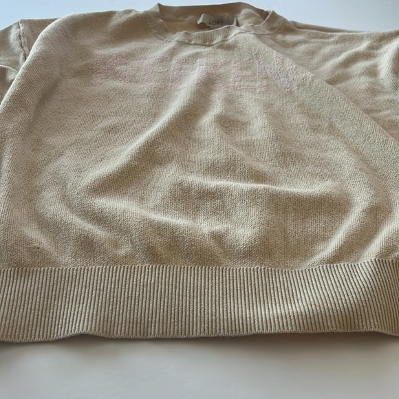 Ann Taylor LOFT WEEKEND Sweater Size Medium Beige Pink Drop Shoulder - Picture 2 of 10